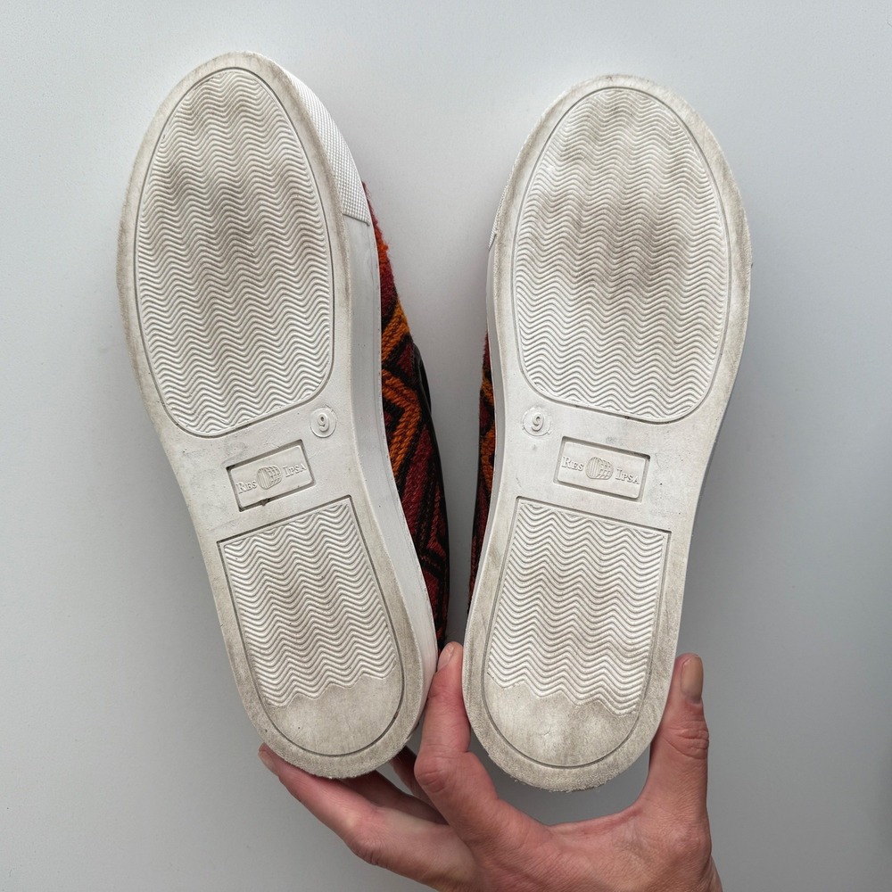 Res Ipsa EUC Kilim Slip On Red Orange Leather Trim‎ Sneaker Loafers women 9 - Picture 7 of 7
